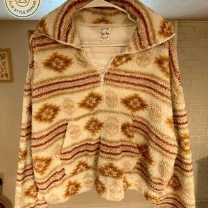 Hippie Rose Cream and Gold Cowl Neck Sweater